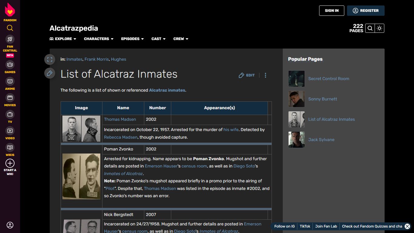 List of Alcatraz Inmates | Alcatraz Wiki | Fandom