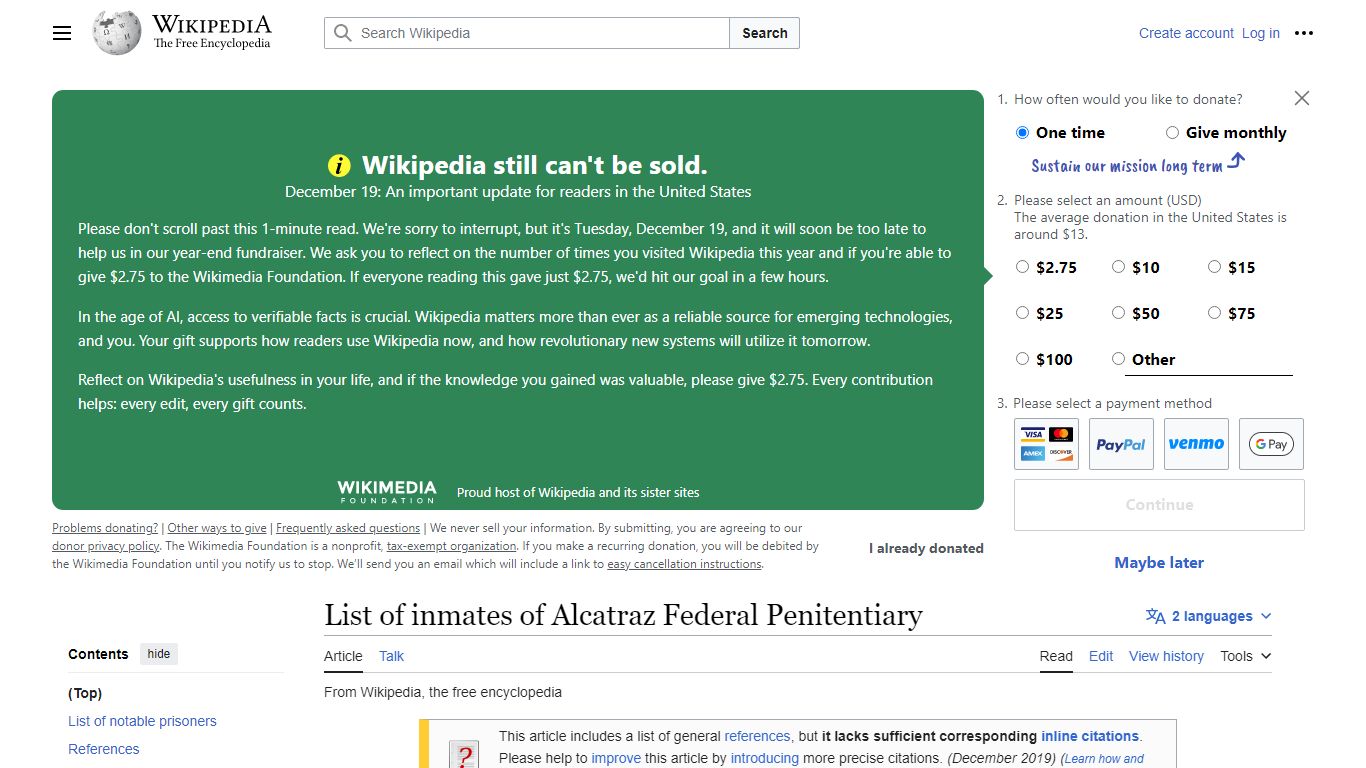 List of inmates of Alcatraz Federal Penitentiary - Wikipedia